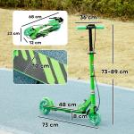 Sparkcykel Barnsparkcykel Hopfällbar Grön av Metall och Plast för Barn 3-8 År Skoter med Lysande Hjul