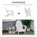 Hopfällbar Adirondackstol i Trä, Klassisk Trädgårdsstol med Bred Sits, Bekväm Vilostol för Uteplatsen, Vit, 75 x 87 x 93 cm