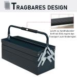 Fällbar Verktygslåda 5 Fack Stål för Hantverk och Reparationer Mörkgrön 57 X 21 X 41 Cm
