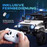 Barnelbil med Mjuk Fjädring, Fjärrkontroll, LED-lampor och Horn, 12V, Plast och Metall, Vit