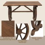Trädgårdsbord Hållbar Natur Massivträ för Balkong och Altan med Hjulformad Design Väderbeständig Modell 110 x B60 x H65 cm