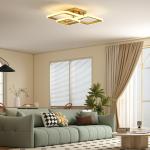 Taklampa LED Guld Metall och Akryl för Vardagsrum och Hall Modern Takbelysning med 3 Ljusfärger Energisnål Design och Bra Ljusspridning 40W