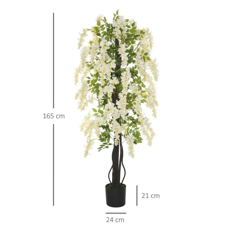 Konstgjord Blåregn Konstgjorda Plastblommor i 165 cm, Vit