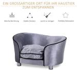 Hundsoffa Massivt Granträ Upphöjd Hundbädd med Tvättbar Dyna Ljusgrå Plysch 69 X 49 X 38 Cm