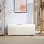 Sängbänk Polstrad Gräddvit Tyg och Trä för Sovrum och Hall Sittbänk Modern Design Robust Konstruktion 220 kg