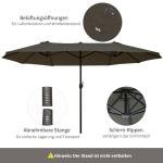 Ovalt Dubbelparasoll för Trädgård Extra Stort Solskydd med Vevmekanism för Långbord på Terrassen Grå 460 X 270 X 240 Cm
