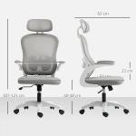 Ergonomisk Kontorsstol med Mesh-ryggstöd, Höjdjusterbar, Fällbara Armstöd och Gungfunktion, Grå