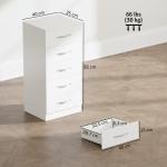 Byrå med 5 Lådor Vit Spånskiva för Sovrum och Hall Förvaringsskåp för Kläder Modern och Enkel Design Rymlig Organisator