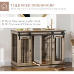 Hundbur Inomhusbur Ek av Trä och Metall för Medelstora Hundar med 2 Dörrar Hundhus för Lägenhet Robust Hundlåda 120 x 60 x 88,5 cm