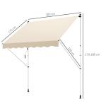 Vikarmsmarkis med Klämfäste Justerbart Solskydd för Balkong och Fönster utan Borrning Aluminium Beige 300 X 150 Cm