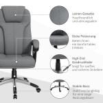 Kontorsstol Datorstol Grå av Linnelook och Metall för Bekvämt Arbete Ergonomisk med Vippfunktion och Nackstöd 66 x 75 x 110-120 cm
