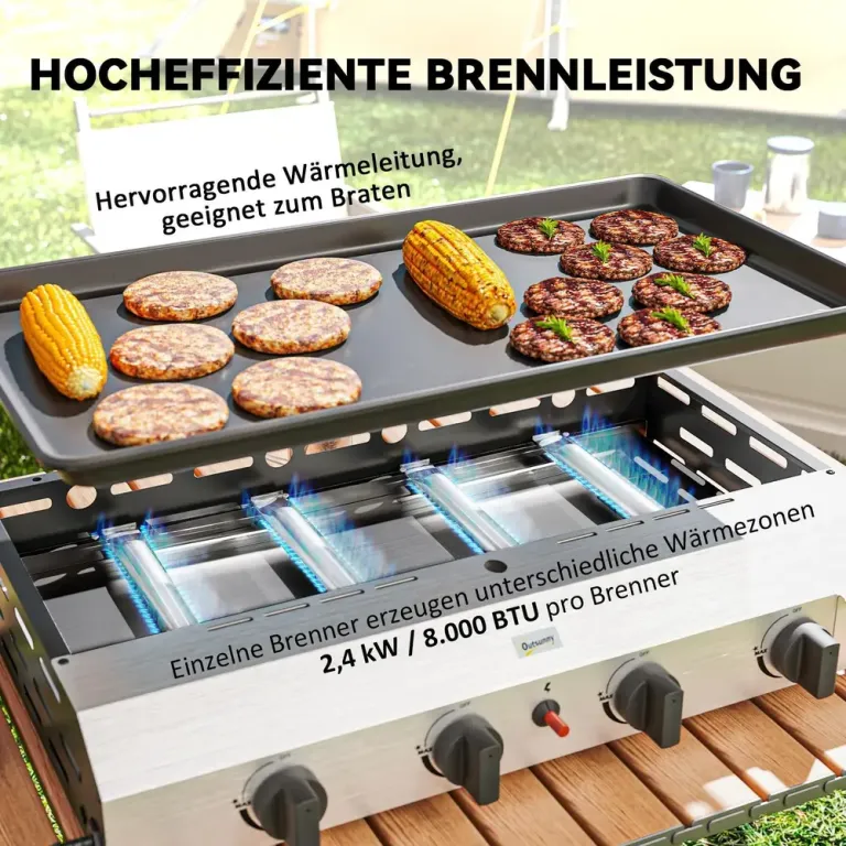 Gasolgrill Grillvagn 4 Brännare 77 x 44,5 x 19 cm