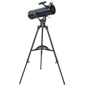 Spegelteleskop för Nybörjare Mörkblå Aluminium för Astronomi och Stjärnskådning Kraftfullt Teleskop med 2 Okular och Stativ Skarpa Bilder 114 mm