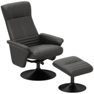 Relaxstol Vilstol Svart av Mikrofiber och Metall för Vardagsrum Roterande TV Stol med Pall 150 kg