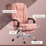 Ergonomisk Kontorsstol med Massagefunktion, Fotstöd, Vridbar och Rullbar, Rosa