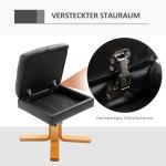 Liggstol med Fotpall och Förvaringsutrymme, 360° Vridbar TV-stol med Liggfunktion, för Sovrum och Vardagsrum, Konstläder, Svart