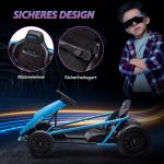 Elektrisk Barnkart med Driftfunktion, Horn, Musik, Säkerhetsbälte och Mjukstart, Blå/Svart