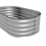 Upphöjd Bädd Odlingslåda Silver av Metall för Trädgård och Balkong Grönsaksbädd med Öppen Botten Örtbädd Robust 105 x 62 x 30 cm