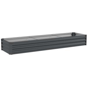 Odlingskrage för Trädgård och Balkong med Väderbeständig Yta och Öppen Botten Hållbar och Stabil Mörkgrå Metall 240 x 60 x 30 cm