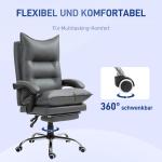 Kontorsstol Chefsstol Mörkgrå av Tyg och Metall för Kontor Ergonomisk med Liggfunktion och Fotstöd 135 kg