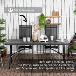 Trädgårdsbord för 6 Personer med Hopfällbar Design och Trälook för Uteplats Stabil och Prisvärd Mörkgrå Plast och Stål 180 x 75,5 x 73 cm