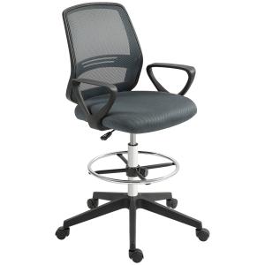 Ergonomisk Kontorsstol med Armstöd, Justerbart Fotstöd och Mesh-överdrag, Grå