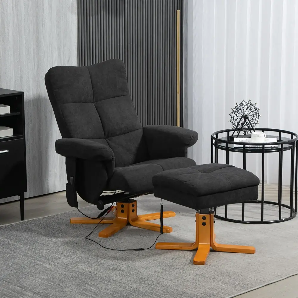 Massagestol med Liggfunktion Fotpall 80 x 86 x 99 cm