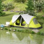 Campingtält Tunneltält för 8 Personer Grön av Polyester för Camping och Trädgård Vindtätt Familjetält med 2 Rum 2000 mm