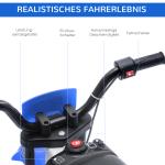 Elmotorcykel för Barn, 45 min Körtid, med Träningshjul, Blå + Vit, 3+, 106,5 x 51,5 x 68 cm