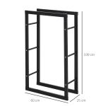 Vedställ Vedhållare 100 Kg Stål Kompakt Vedförvaring för Hemmet Svart 60 X 25 X 100 Cm