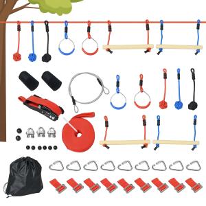 Ninja-klättringsset med Slackline, 30 Delar, 10 m Rep, för Barn 3–6 År