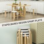 Set med 4 Stapelbara Stoppade Pallar med Lackerad Finish och Träben, Krämvit