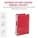 Justerbar Solsäng i Mesh, Hopfällbar Solstol med 5 Lägen, Ergonomisk Design för Trädgård och Pool, Röd, 165 x 60 x 76 cm