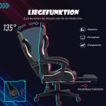 Gamingstol med Kattöron och Utdragbart Fotstöd samt Lutningsbart Ryggstöd för Spel Ergonomisk Rosa och Svart Tyg 120 kg