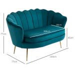 Soffa Loveseat 2-Sits Mörkgrön av Sammetslook ve Trä för Vardagsrum ve Sovrum Tjockt Stoppad Modern Dubbelsoffa 130 x 77 x 77 cm