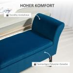 Bänk Förvaringsbänk Mörkblå av Polyester och Trä för Hall och Sovrum Stoppad Bröstbänk med Armstöd 111,5 x 41 x 65 cm