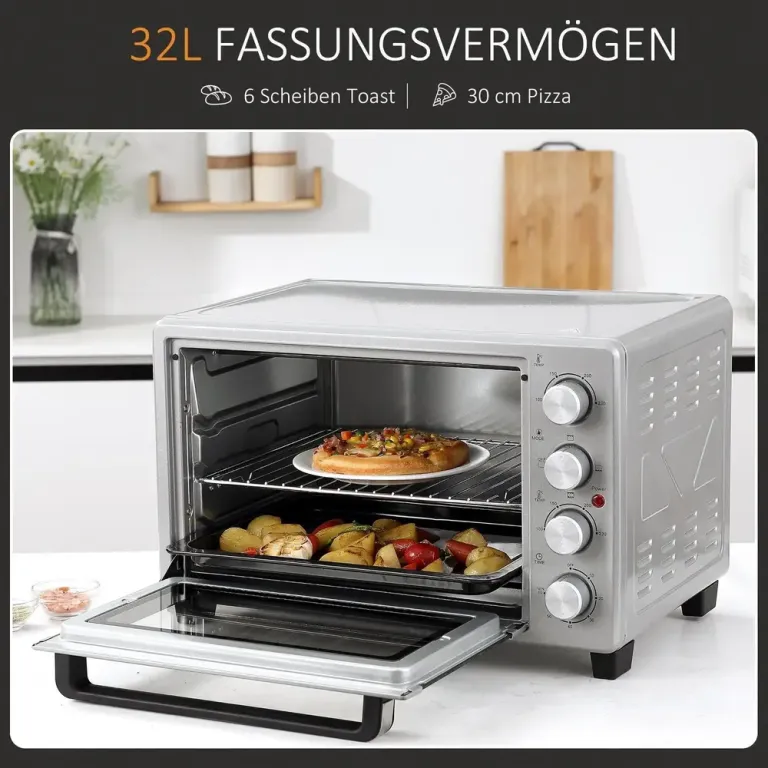 Miniugn 32 l med Bakplåt & Timer 1600 w Silver