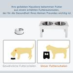 Matstation för Hund Prisvärd Vit för Utfodring med Halkfria Fötter och Två Skålar i Rostfritt Stål för Djur 44 x 24 x 15 cm 0,9 L