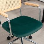 Skrivbordsstol i Bohostil med Armstöd i Trä och Justerbar Höjd för Kontor Ergonomisk och Stabil Grön Stål och Tyg upp till 120 kg