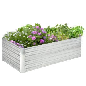 Odlingsbänk Högbädd Planteringslåda Silver av Stål för Trädgård och Balkong Växtbädd för Grönsaker 180 x 90 x 60 cm