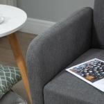 2-Sitsig Soffa med Fotstöd, Bekväm Loveseat i Sammet med Träben, Kompakt Tygsoffa för Vardagsrum, Grå