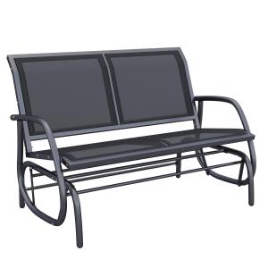 Gungstol Trädgårdsbänk Svart Metall för Trädgård och Terrass 2-Sits Parkbänk Väderbeständig och Bekväm 120 X 70 X 88 Cm
