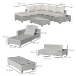 Loungegrupp i Konstrotting 3 Delar, Modulär Utemöbel med Sidobord och Dynor, Elegant Design för Trädgård, Grå/Beige