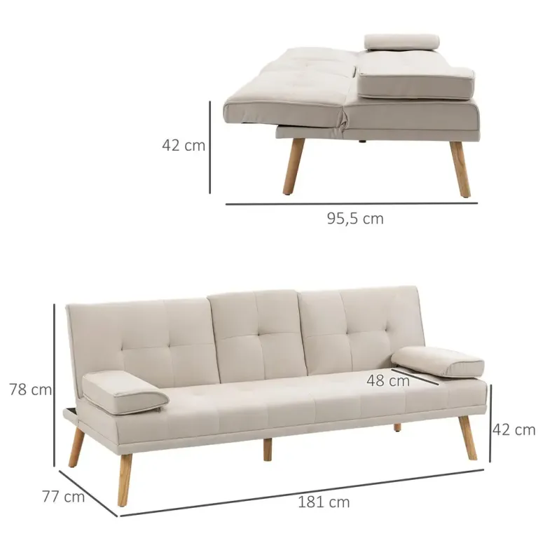 Bäddsoffa Soffa Grå av Tyg med Linnelook Scandi 3-Sits