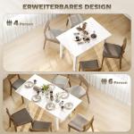 Utdragbart Matbord 120-160 x 70 cm för 4-6 Personer i Högblank MDF, Vit