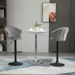 Barstolar i Sammet 2-Pack, Snurrbara Köksstolar med Ryggstöd, Justerbar Höjd och Bekväm Sits, Grå, 51,5 x 57,5 x 93-114,5 cm