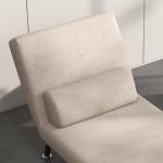 Sovstol Bäddfåtölj Beige av Linnelook och Metall för Vardagsrum Hopfällbar Säng med Ryggdyna 150 kg