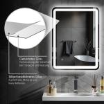 Badrumsspegel med LED-belysning och Touch-kontroll samt Dimbara Färger och Antifog Ergonomisk och Elegant Silver Glas 60 x 80 cm