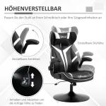 Ergonomisk Gamingstol i Konstläder, Bekväm Datorstol med Vippfunktion, Sportig Design för Spel och Arbete, Svart/Vit, 67 x 75 x 106-112 cm