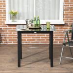 Trädgårdsbord Uteplatsbord Svart av Aluminium och Härdat Glas för Trädgård och Balkong Fyrkantigt Bord för 4 Personer 80 x 80 x 74 cm
